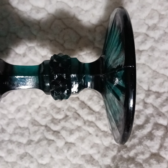 Vintage Pressed Glass Pedestal Compote Bowl Diamond Point - Picture 5 of 8